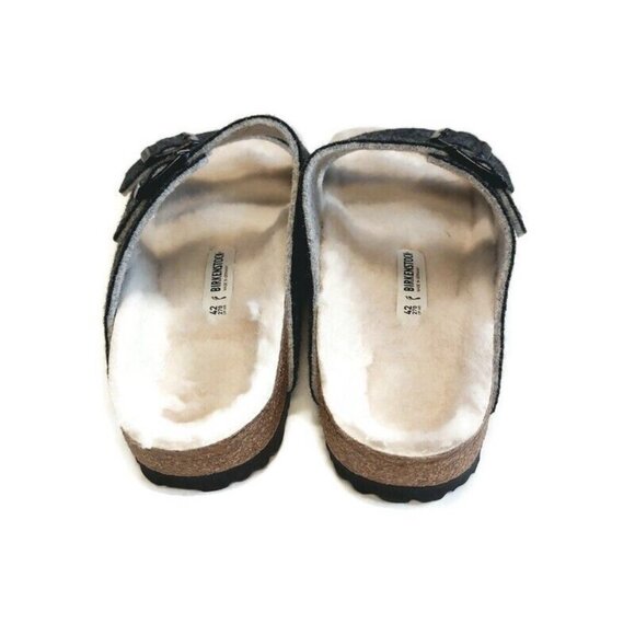 Birkenstock Arizona Womens Size 11 Mens Size 9 Fur Wool Lined Sandals Gray EU 42 - Picture 7 of 9